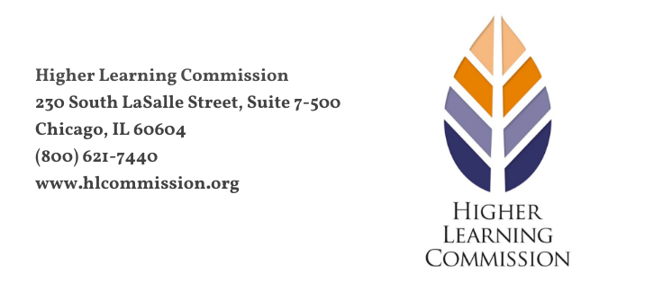 higher learning commission address 230 South LaSalle Street, Suite 7-500 Chicago, IL 60604. Phone number, 800 621 7440. Website, www.hlcommission.org